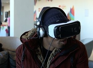 A visitor tests out Virtual Reality Glasses at the Royal Festival Hall (Image: Southbank Centre)